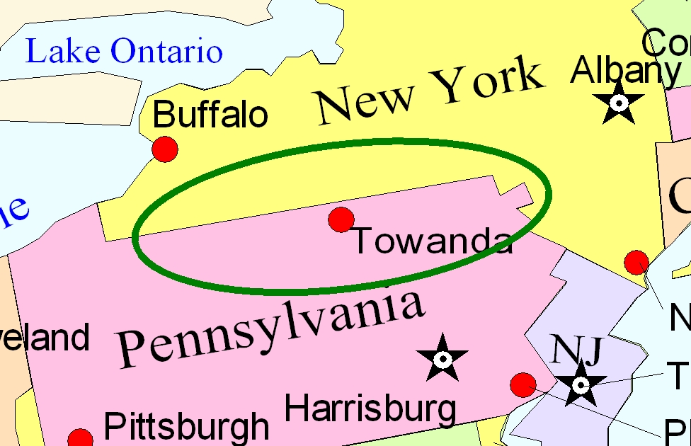 Map of the Twin Tiers NY-PA